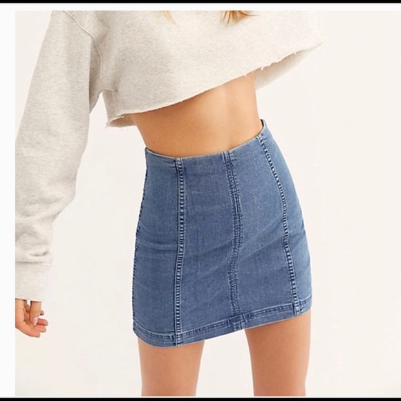 Free People Modern Femme Denim Mini Skirt - Picture 1 of 8